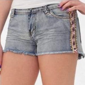White Crow Denim Shorts with Tribal beading details 26